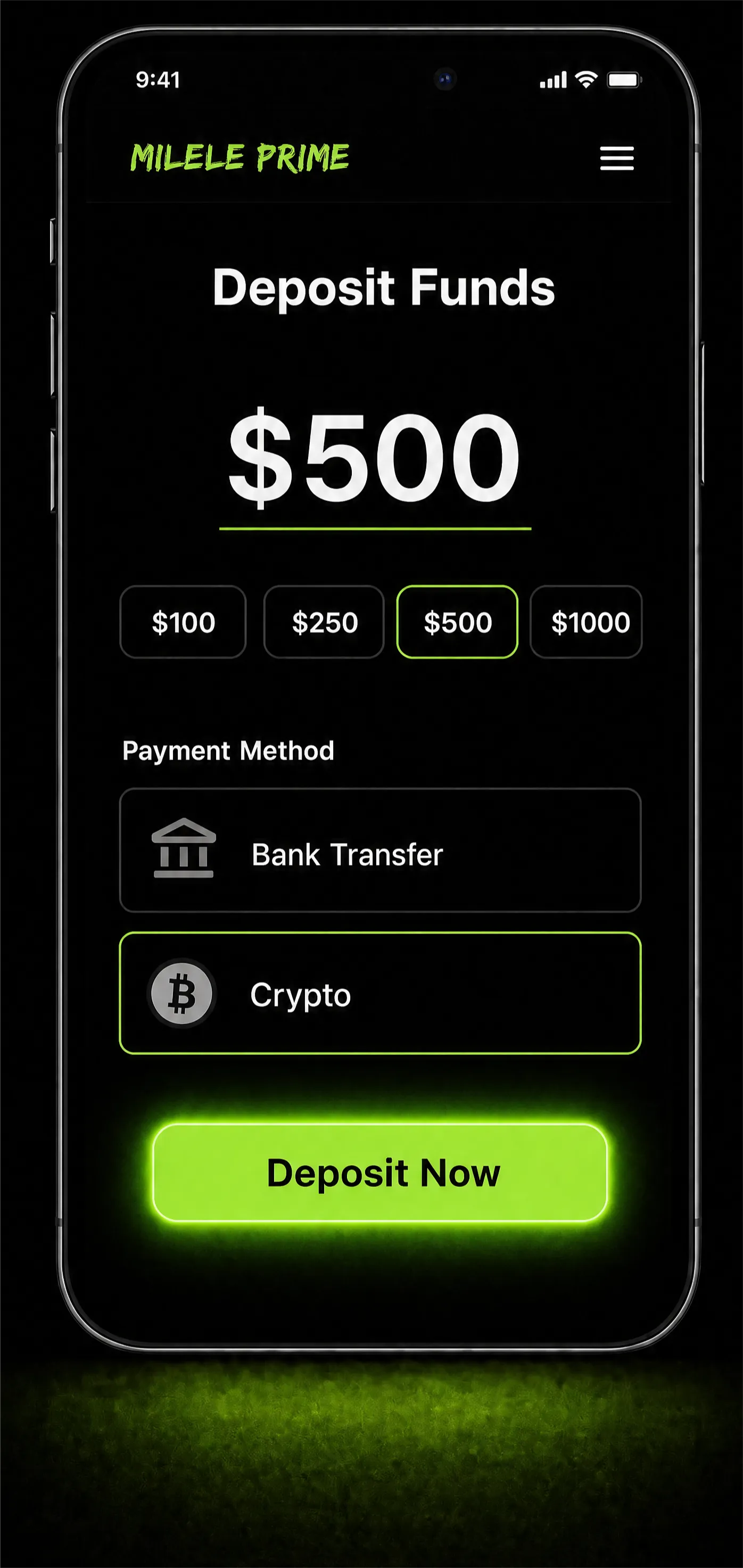 Make an additional deposit screen